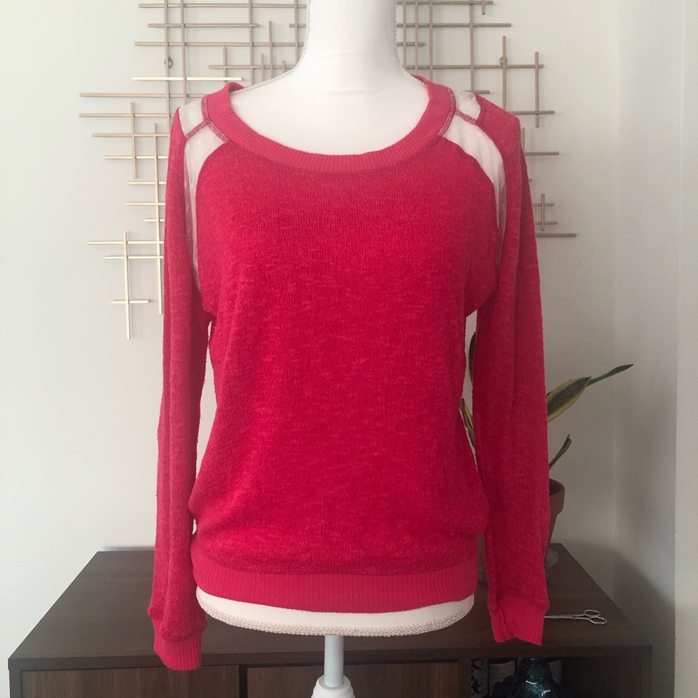 Pink sweater with lace details